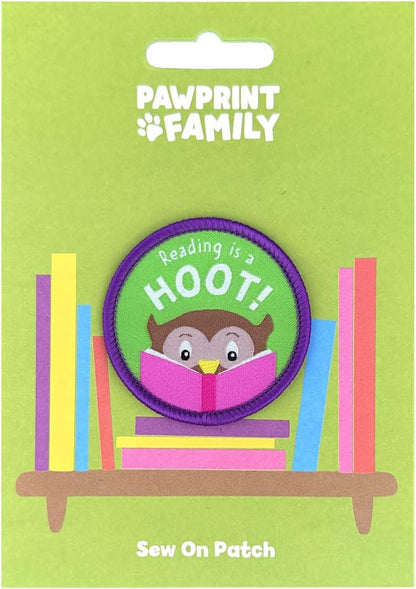Pawprint Family | Reading is a Hoot Sew on Patch | World Book Day Official Merchandise