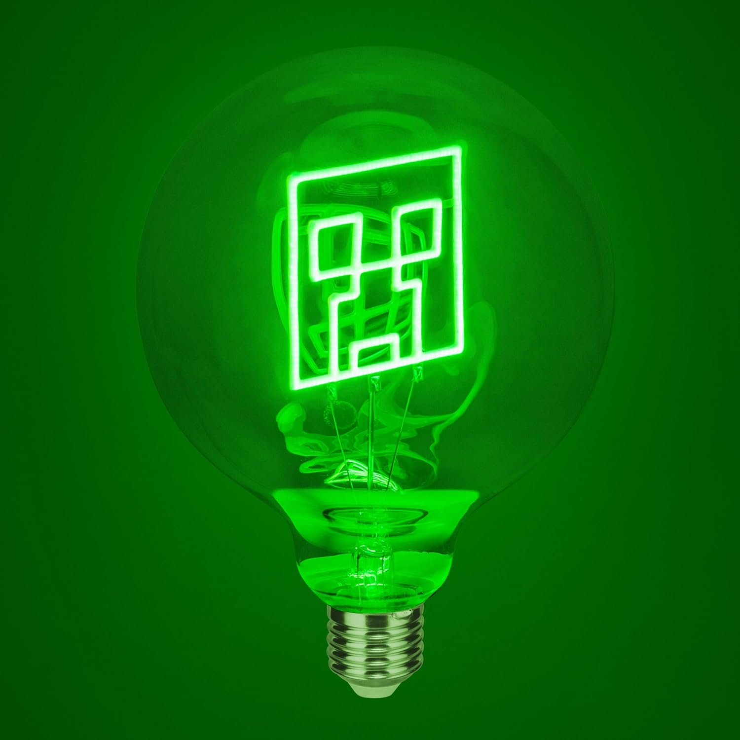 Paladone Minecraft Decorative LED Neon E27 Screw Bulb - Add to Any Edison Compatible Lamp, Officially Licensed Gaming Collectible Gift, for Bedrooms & Homes, Green