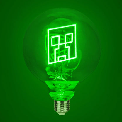 Paladone Minecraft Decorative LED Neon E27 Screw Bulb - Add to Any Edison Compatible Lamp, Officially Licensed Gaming Collectible Gift, for Bedrooms & Homes, Green