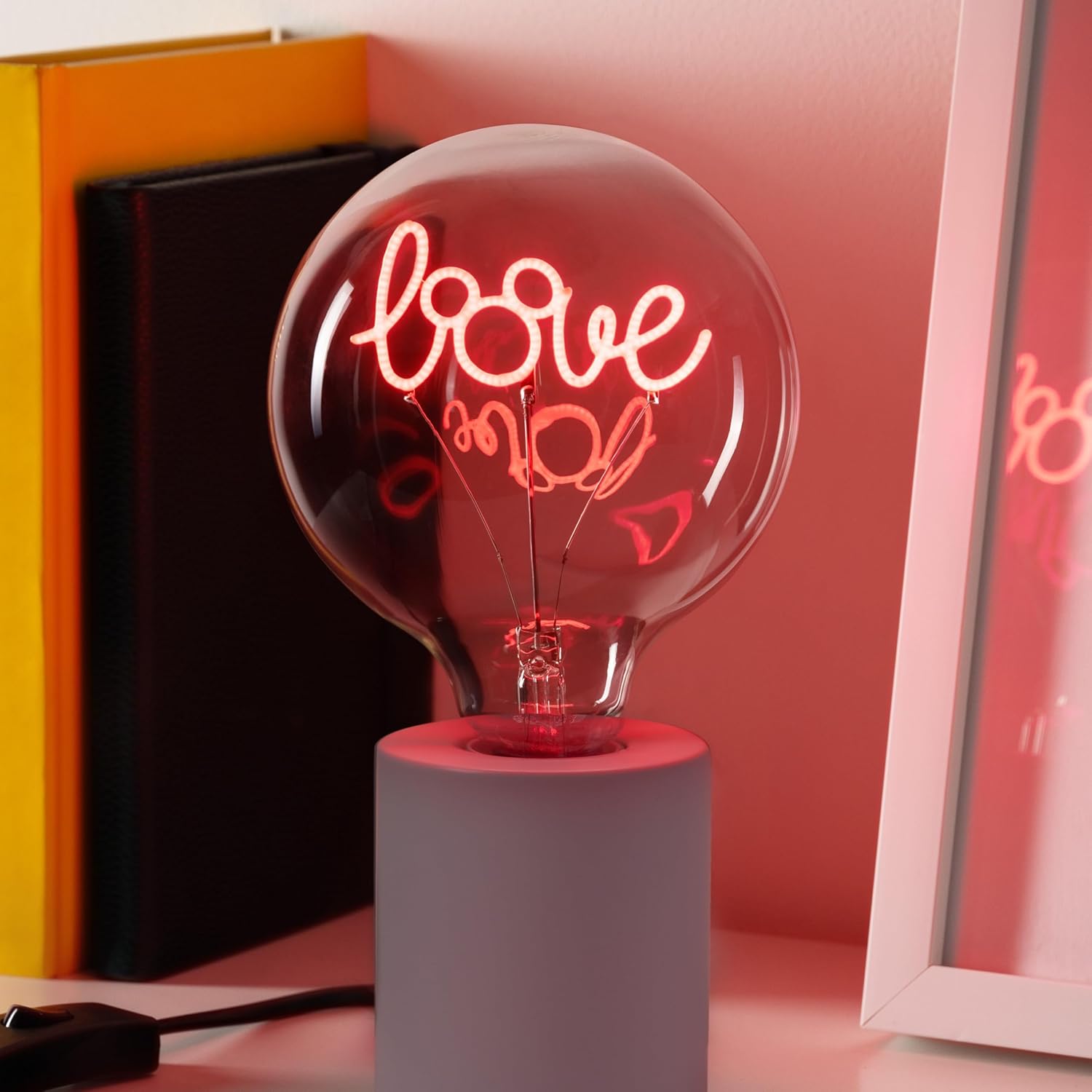 Paladone Mickey Mouse Love Decorative LED Neon E27 Screw Bulb - Add to Any Edison Compatible Lamp, Officially Licensed Disney Collectible Gift, for Bedrooms & Homes, Red