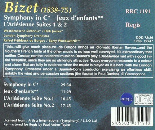 Bizet : Symphonie en do, L'Arlésienne. Burgos