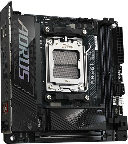 GIGABYTE B850I AORUS PRO Motherboard - AMD Ryzen 9000 Series CPUs, 8+2+1 Phases Digital VRM, up to 8400MHz DDR5 (OC), 1xPCIe 5.0 + 1xPCIe 4.0 M.2, 2.5LAN, WIFI 7, USB 3.2 Gen 2