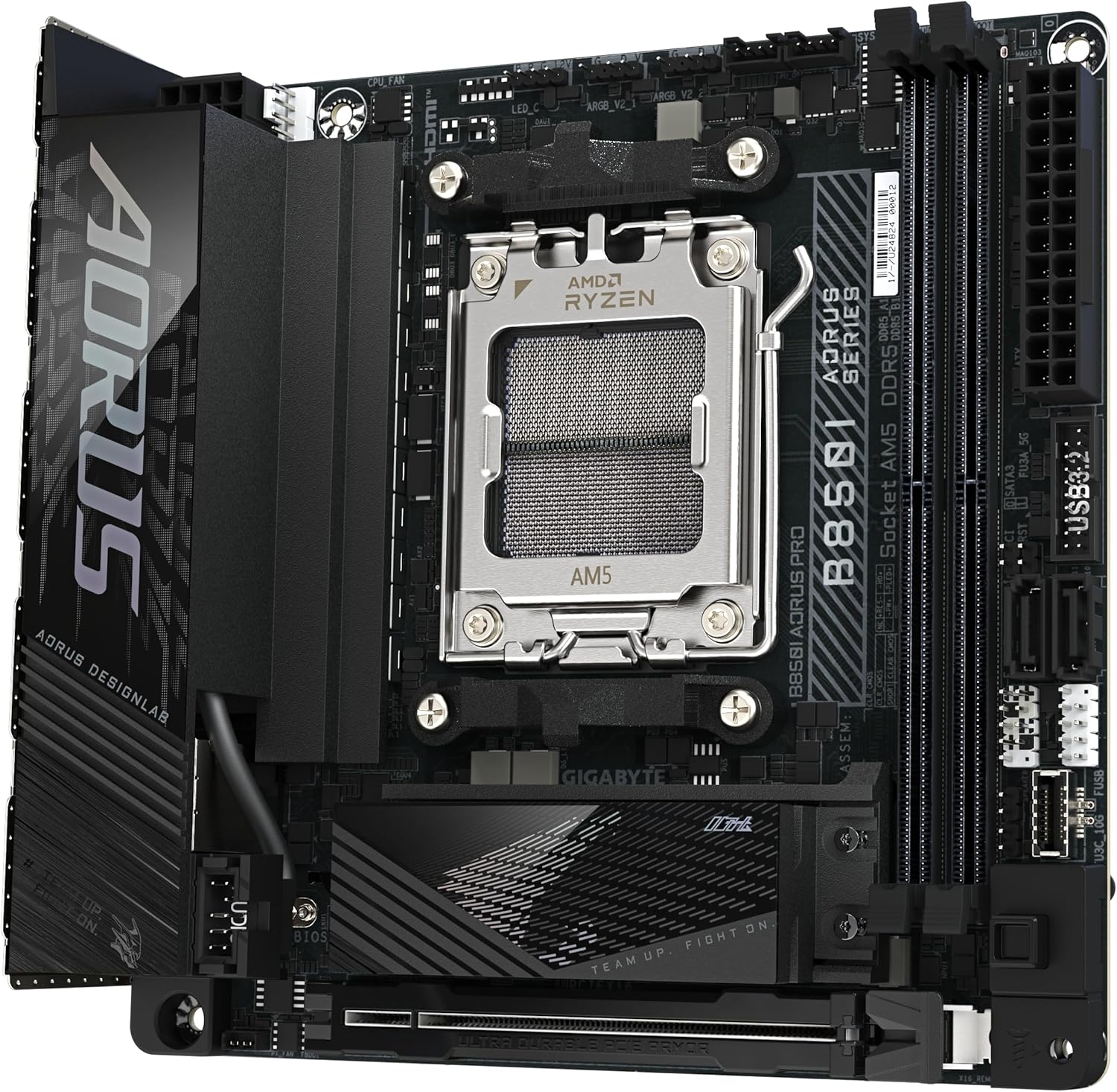 GIGABYTE B850I AORUS PRO Motherboard - AMD Ryzen 9000 Series CPUs, 8+2+1 Phases Digital VRM, up to 8400MHz DDR5 (OC), 1xPCIe 5.0 + 1xPCIe 4.0 M.2, 2.5LAN, WIFI 7, USB 3.2 Gen 2