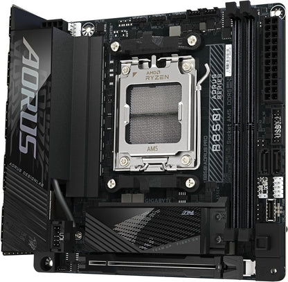 GIGABYTE B850I AORUS PRO Motherboard - AMD Ryzen 9000 Series CPUs, 8+2+1 Phases Digital VRM, up to 8400MHz DDR5 (OC), 1xPCIe 5.0 + 1xPCIe 4.0 M.2, 2.5LAN, WIFI 7, USB 3.2 Gen 2