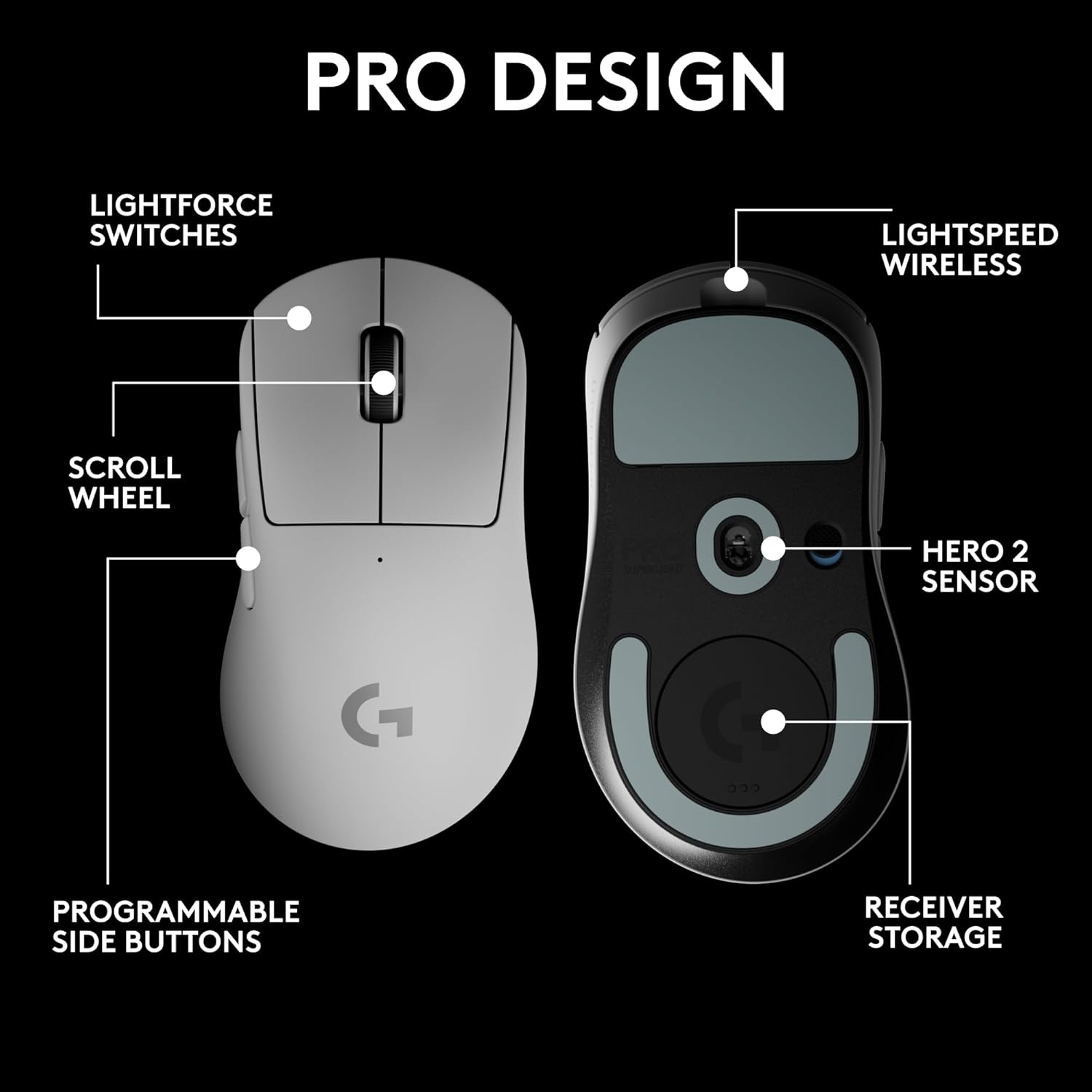 Logitech G PRO X SUPERLIGHT 2 DEX LIGHTSPEED Wireless Gaming Mouse, 60g Pro-Grade Lightweight Mouse With 5 Programmable Buttons, 32k DPI Sensor, 8K Polling, USB-C Charging, for PC/Mac - Pink