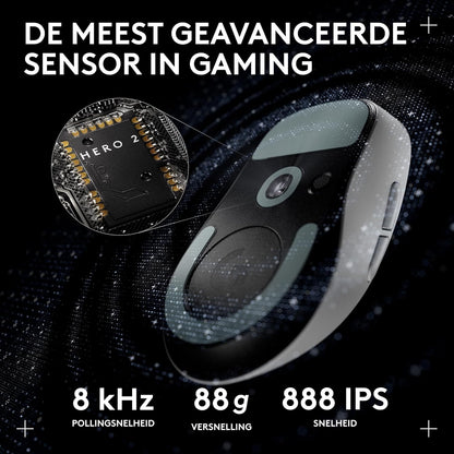 Logitech G PRO X SUPERLIGHT 2 DEX draadloze gamingmuis, 60g Pro-Grade rechtshandige muis met 5 programmeerbare knoppen, opladen via USB-C, 44K DPI sensor, tot 8 kHz polling voor PC/Mac - Wit