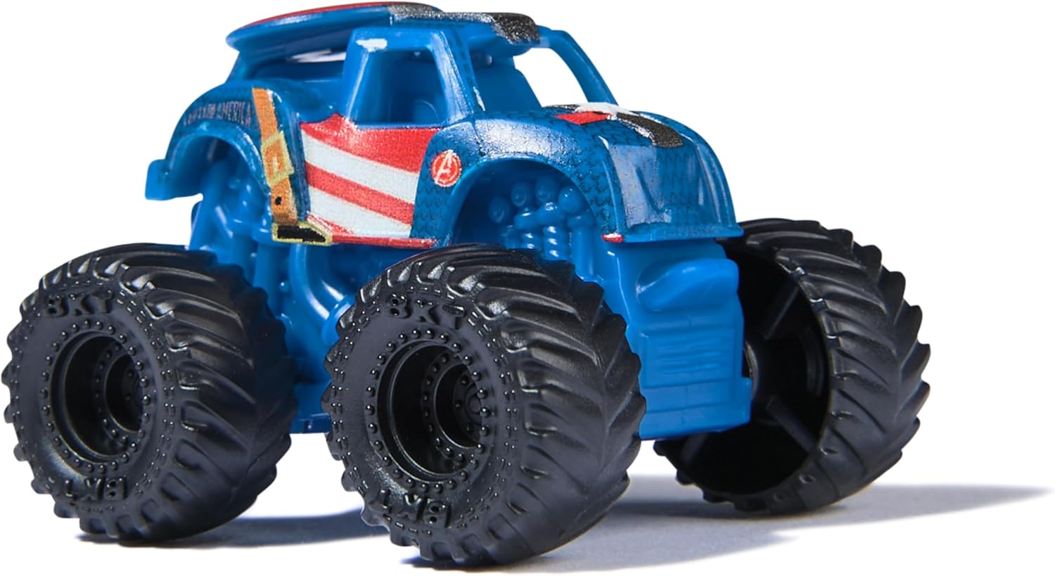 Monster Jam - Pack 3 Coches Monster Truck Marvel Oficial Escala 1:87 Metálicos: Black Panther, Capitán América y Iron Man - 6070229 - Coches para Niños - Juegos Infantiles - Juguetes Niños 3 años +