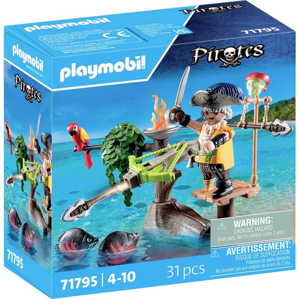 PLAYMOBIL 71795 Pirate avec arbalete et poissons a viser, Les pirates, 31 pieces, Des 4 ans