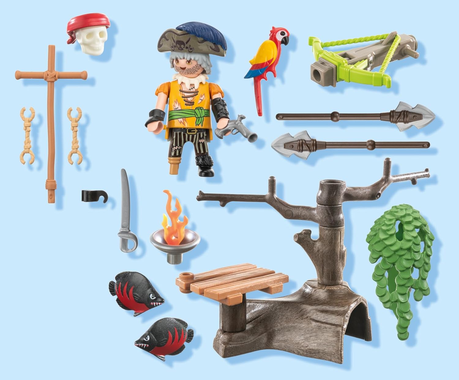 Playmobil 71795 Pirate with Ballista – Pirate Figure with Working Launcher & Accessories, Action Role‑Play Toy for Kids Ages 4+