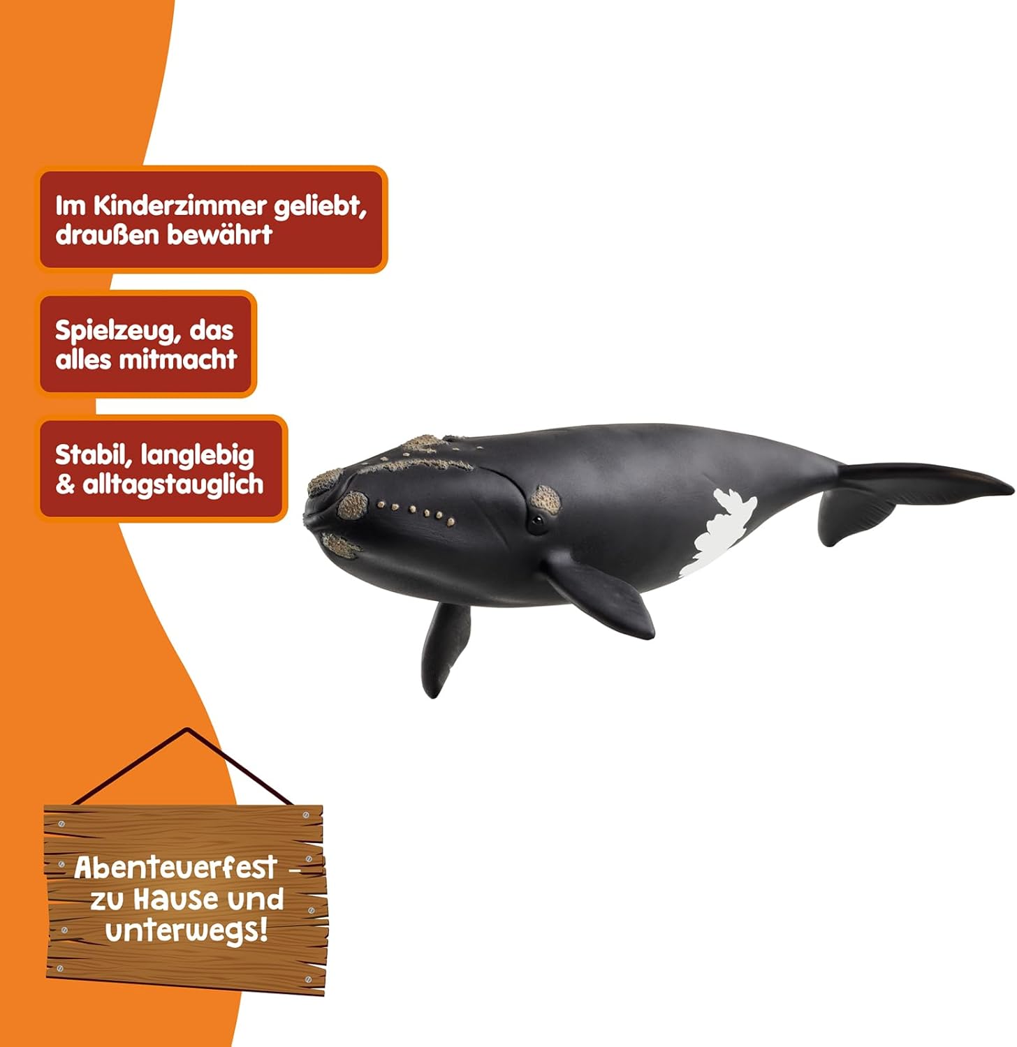 schleich WILD Life | Nordatlantischer Glattwal 14878 | detailgetreue Tierfiguren | Zoo Spielzeug | tolles Geschenk für Kinder | Deko für Geburtstag | Spielfigur ab 3 Jahren | 19 x 10 x 5 cm