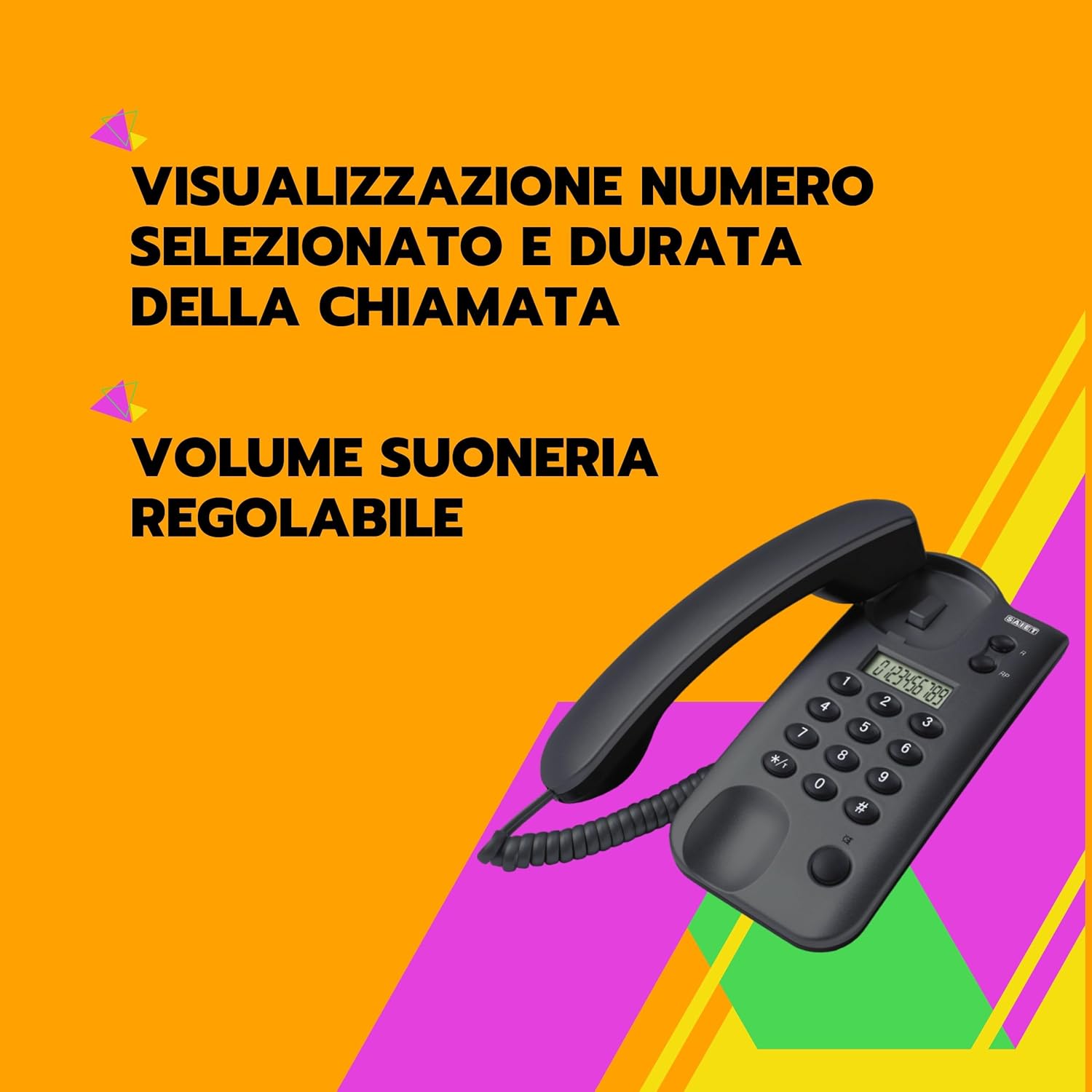 SAIET Telefono Fisso, Display, Grigio