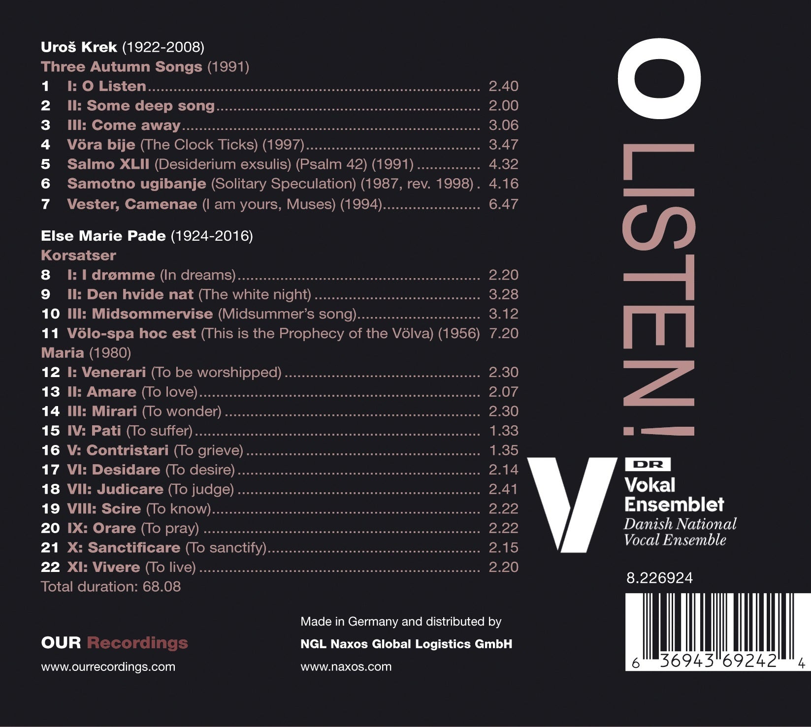 O Listen!: To the Music of Uros Krek & Else Marie Pade