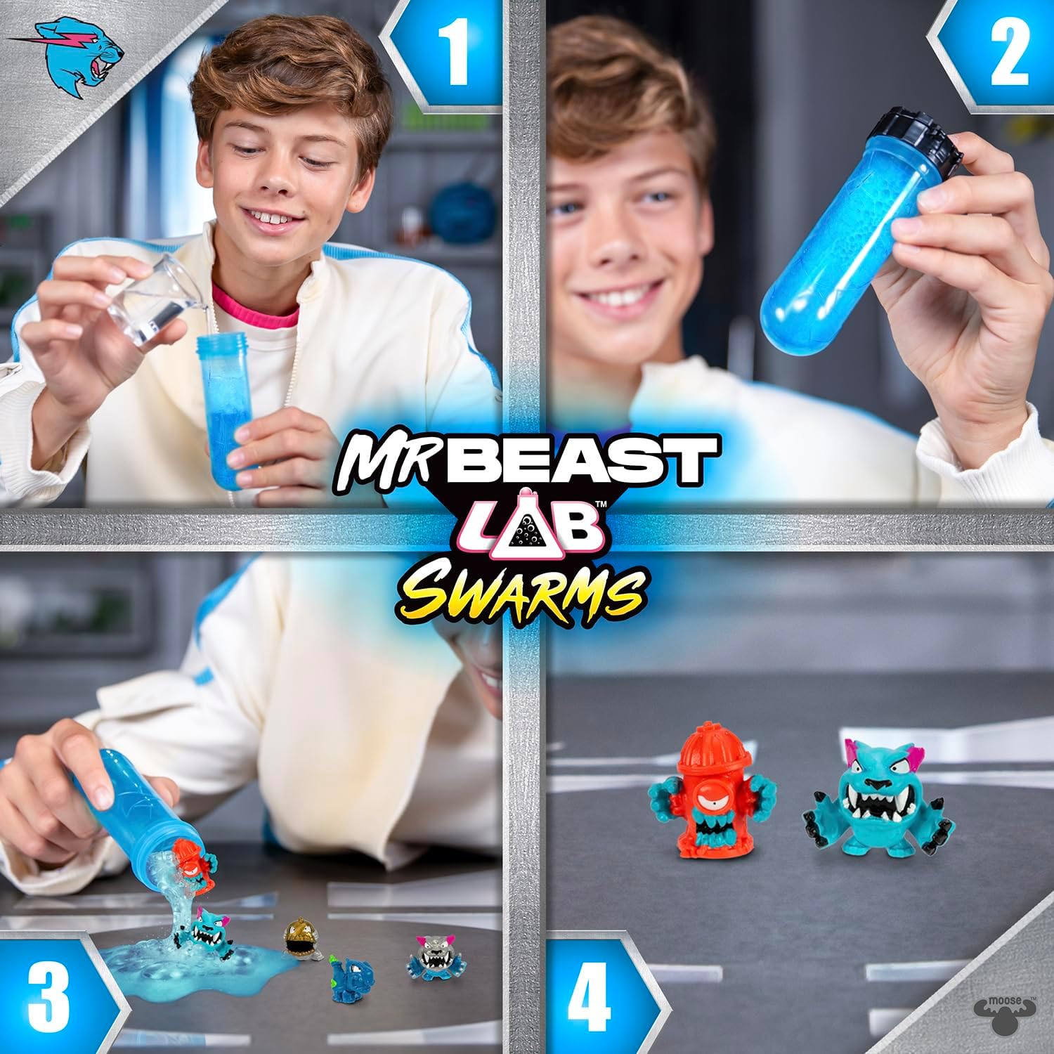 MrBeast Lab Swarms Mega Lab 12 Pk Vipermite - Experiment by Adding Water, Shaking The Test Tube & Revealing 12pk of 1" MrBeast Collectible Characters, 100+ to Collect, includes Special Edition Panther