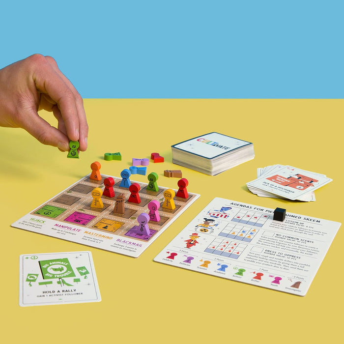 Cultivate Board Game | Award-Winning | Satirical Cult Leaders | Casual Board Game | Take-That | Ages 14+ | for 2-5 Players | 20-50 Min Playtime | Made by Pops & Bejou Games