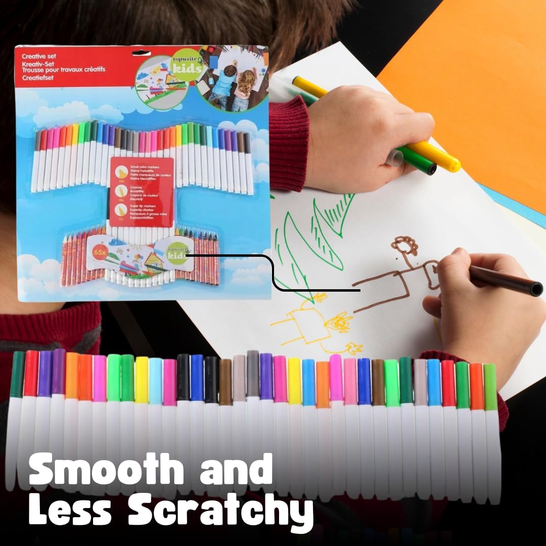 Edco Topwrite - Set di 65 pastelli colorati e pennarelli
