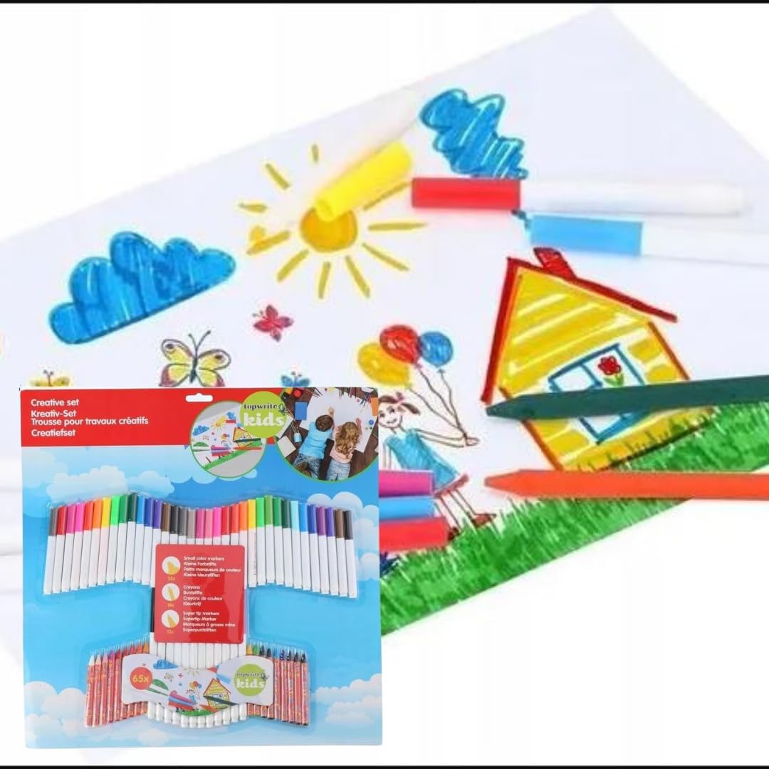 Edco Topwrite - Set di 65 pastelli colorati e pennarelli