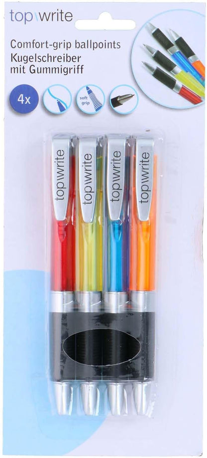Penna a sfera con impugnatura comoda, 4 pezzi