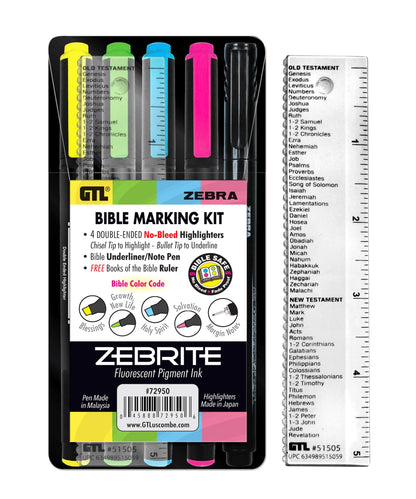 G.T. Luscombe Company, Inc. Zebrite Bible Marking Kit (Set of 5 + Ruler
