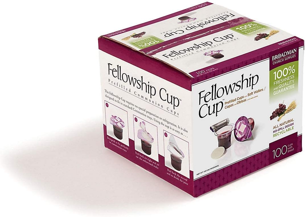 Fellowship cup,Prefilled communion cups juice/wafer-100 cups (net wt.1.62 lb) by BROADMAN CHURCH SUPPLIES