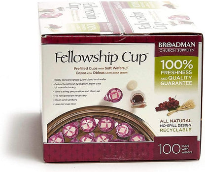 Fellowship cup,Prefilled communion cups juice/wafer-100 cups (net wt.1.62 lb) by BROADMAN CHURCH SUPPLIES