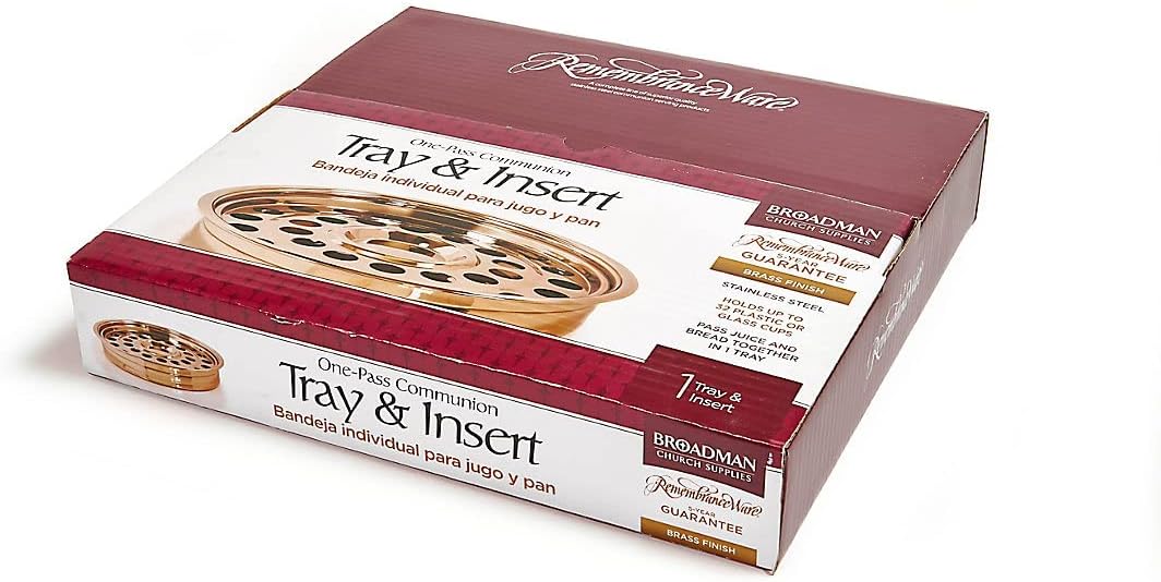 Broadman Church Supplies RemembranceWare Communion One Pass Tray & Disk, Brass