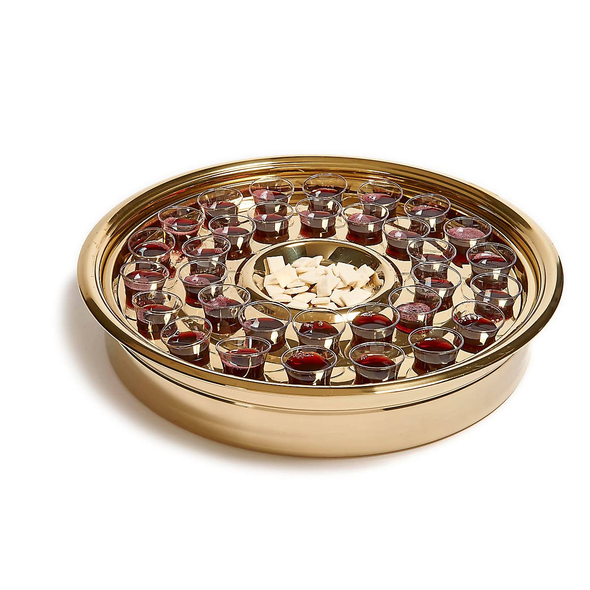 Broadman Church Supplies RemembranceWare Communion One Pass Tray & Disk, Brass
