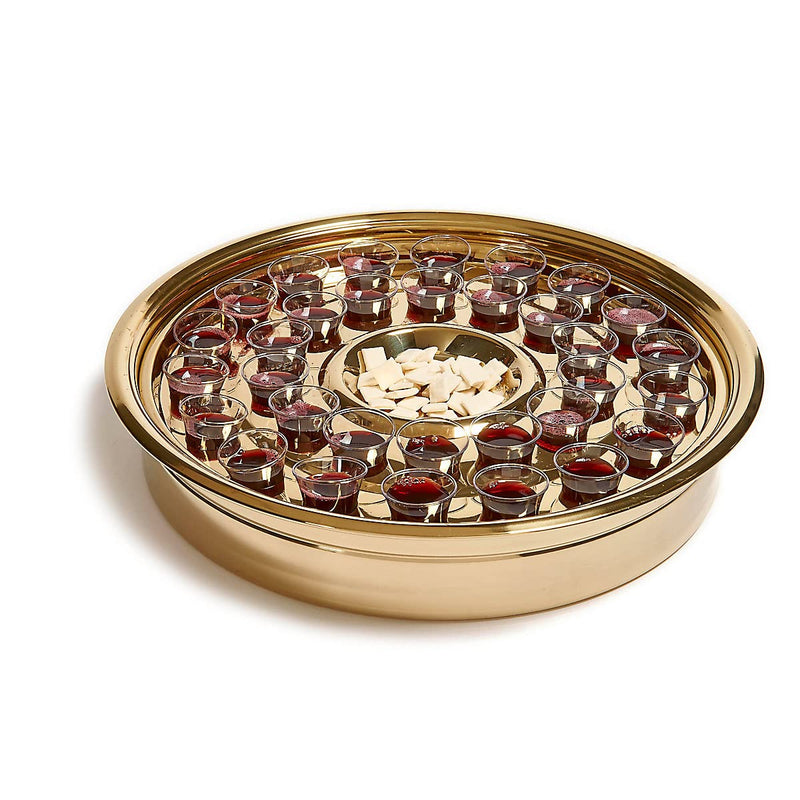 Broadman Church Supplies RemembranceWare Communion One Pass Tray & Disk, Brass