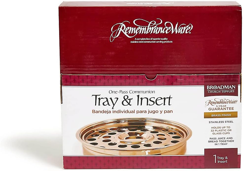 Broadman Church Supplies RemembranceWare Communion One Pass Tray & Disk, Brass
