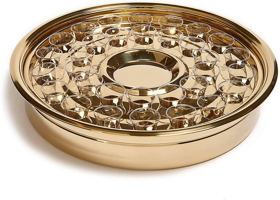 Broadman Church Supplies RemembranceWare Communion One Pass Tray & Disk, Brass