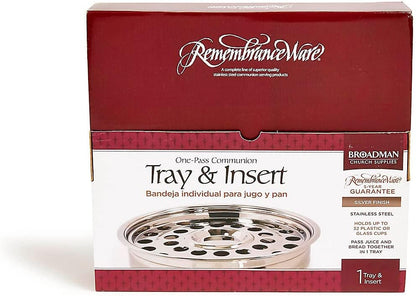 Broadman Church Supplies RemembranceWare Communion One Pass Tray & Disk, Silver