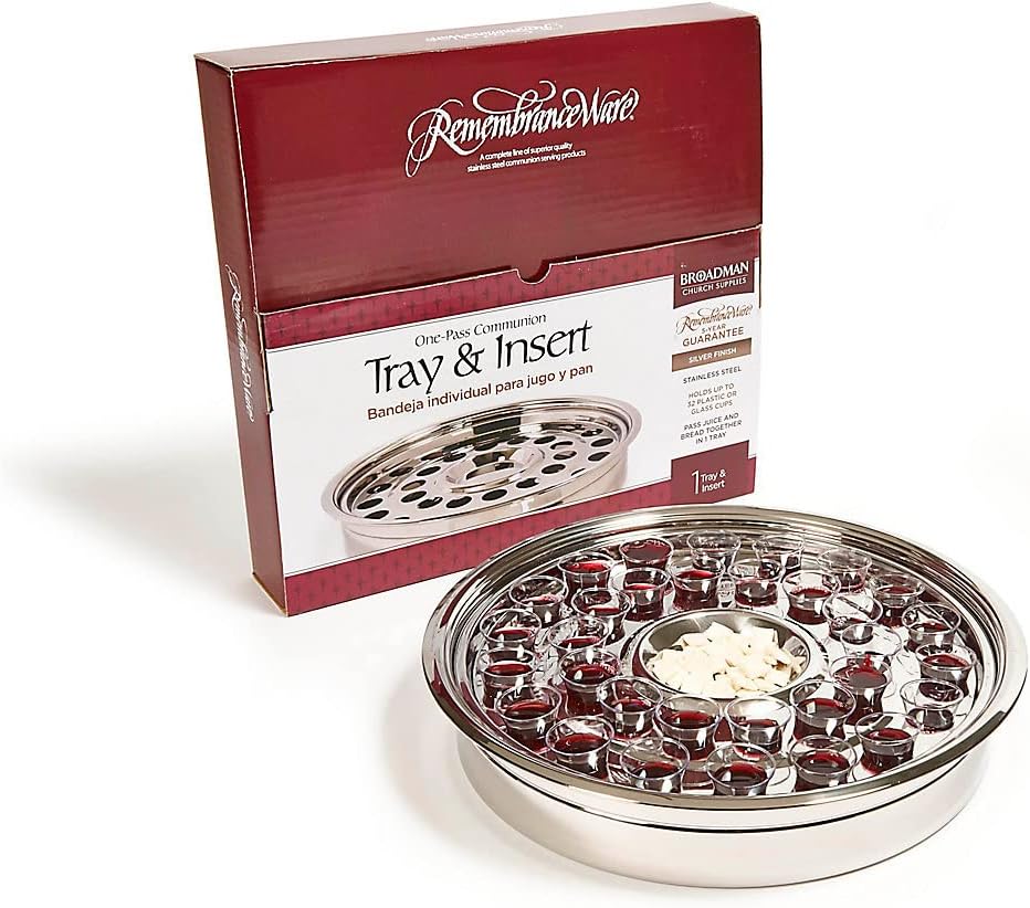 Broadman Church Supplies RemembranceWare Communion One Pass Tray & Disk, Silver