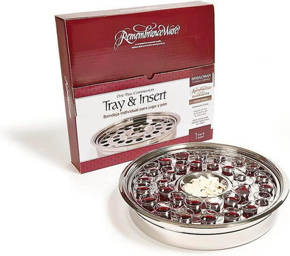 Broadman Church Supplies RemembranceWare Communion One Pass Tray & Disk, Silver