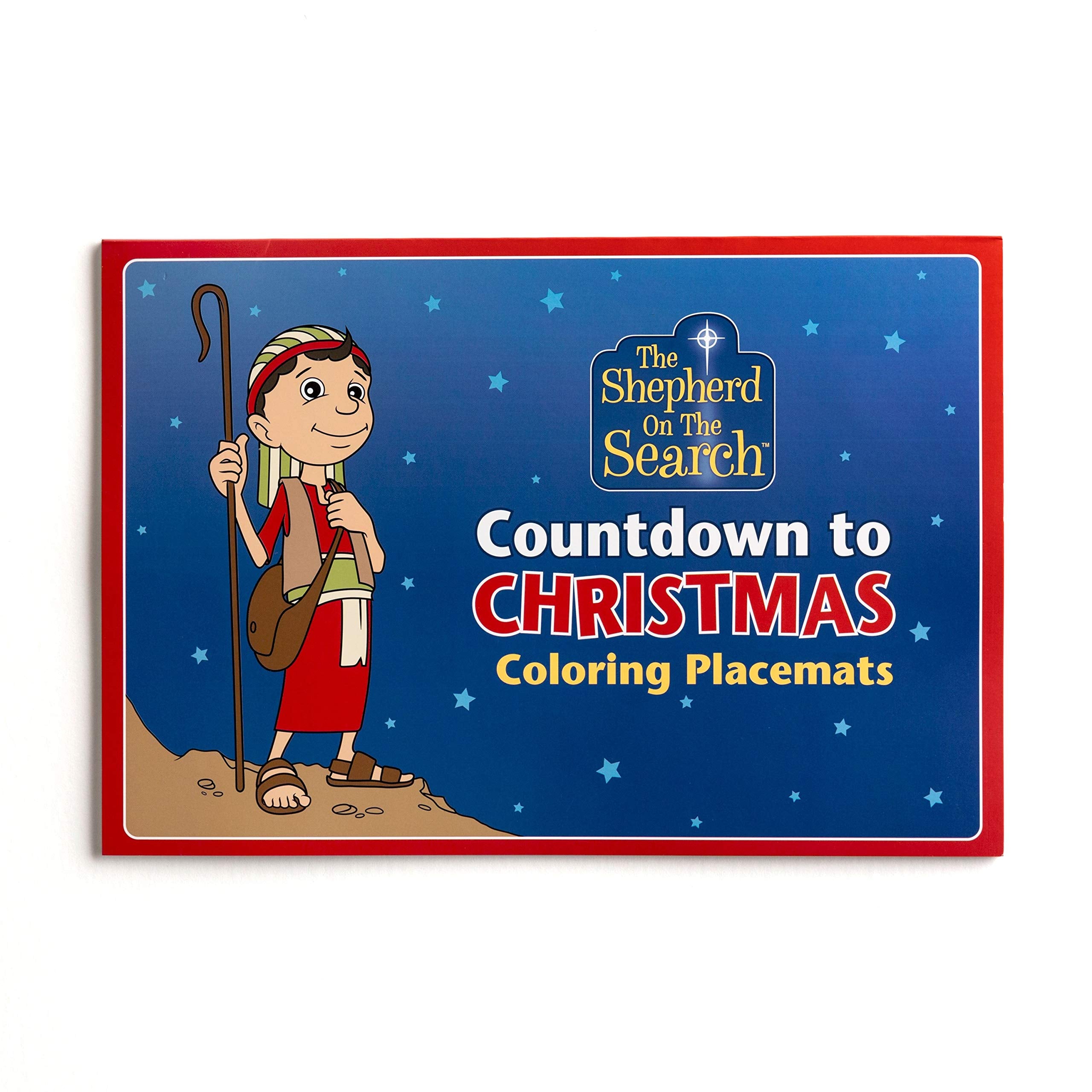 DaySpring - The Shepherd on The Search - Count Down to Christmas Coloring Placemats (Set of 25 Christmas Coloring Pages) (90953), Large, Blue