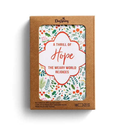DaySpring - Thrill of Hope Good Steward Christmas Cards - 18 Christmas Boxed Cards with White Envelopes, KJV (J6343