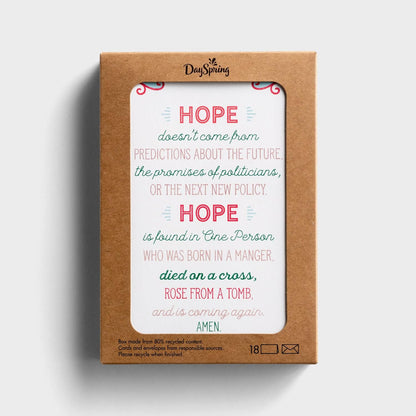 DaySpring - Hope Good Steward Christmas Cards - 18 Christmas Boxed Cards with White Envelopes, CSB (J6344