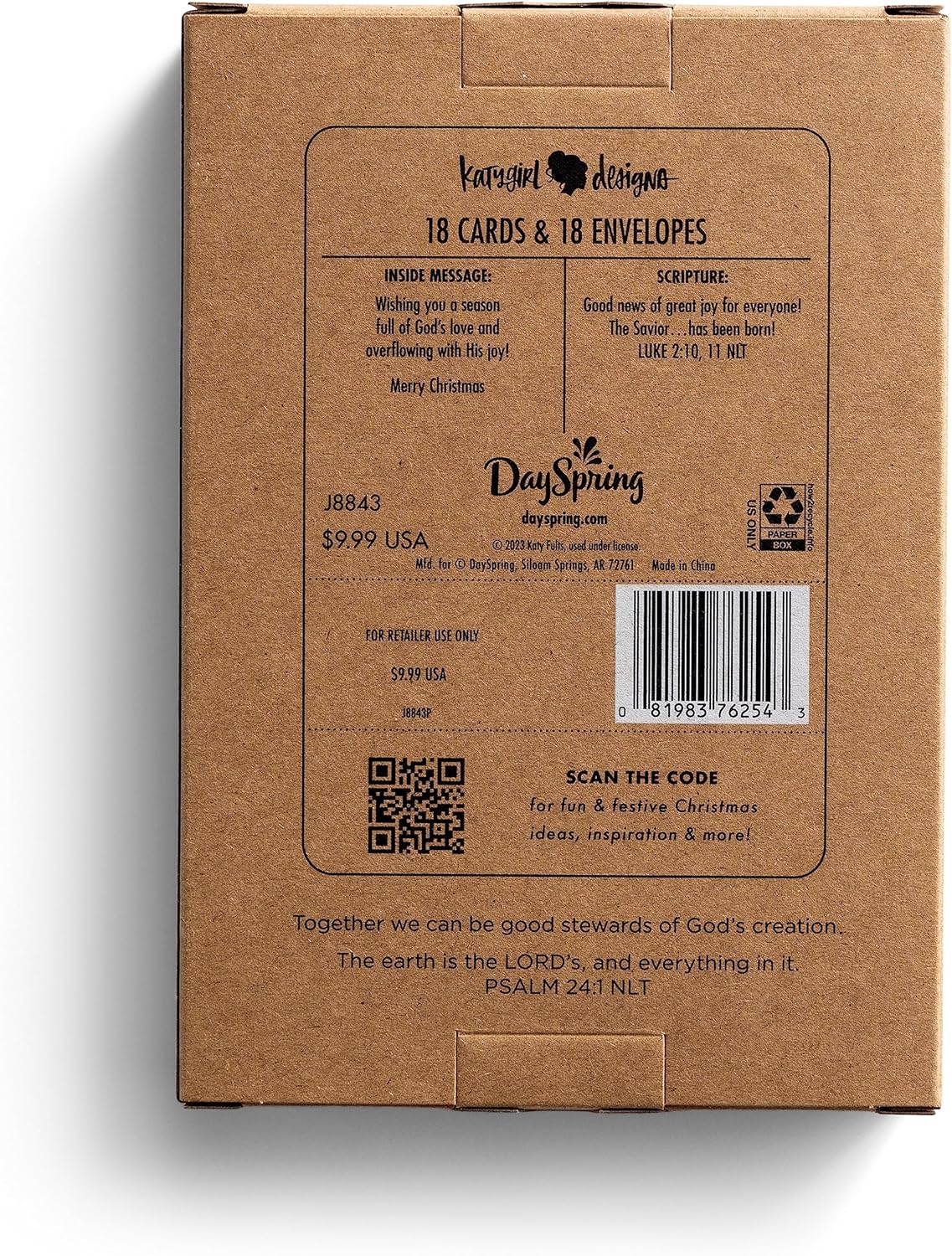 DaySpring KatyGirl - Joyful - 18 tarjetas y sobres de Navidad Good Steward, NLT