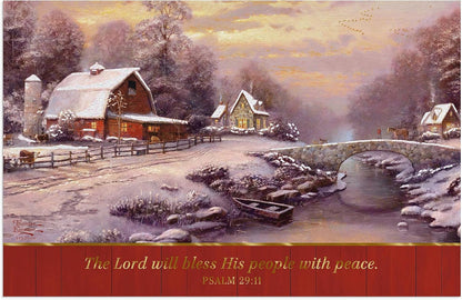 DaySpring - Thomas Kinkade - The Lord Will Bless His People - 18 Christmas Boxed Cards and Envelopes (J3159), Multi