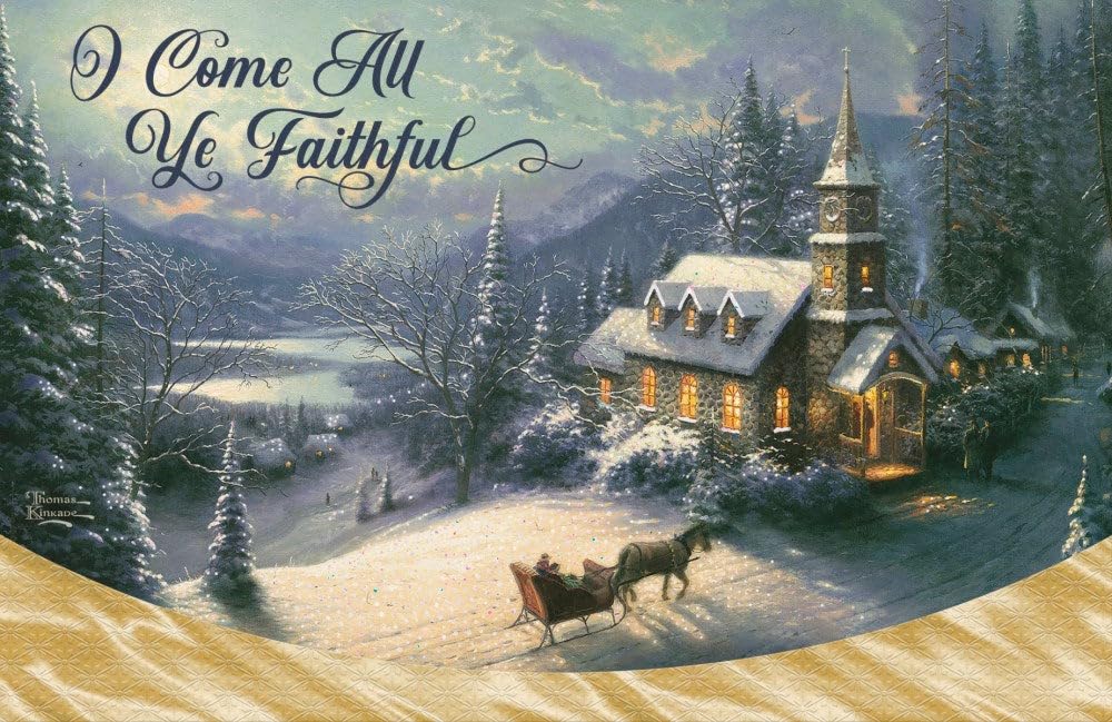 DaySpring - Thomas Kinkade - Oh Come All Ye Faithful - 18 Christmas Boxed Cards and Envelopes (U1008