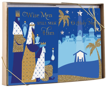 DaySpring - O Holy Night Dual Pack - 2 Design Assortment with Scripture - 24 Christmas Boxed Cards and Envelopes