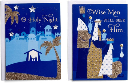 DaySpring - O Holy Night Dual Pack - 2 Design Assortment with Scripture - 24 Christmas Boxed Cards and Envelopes