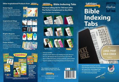 Tabbies Large Print Gold-Edged Bible Indexing Tabs, Old & New Testaments, 84 Tabs Including 64 Books & 20 Reference Tabs (58341