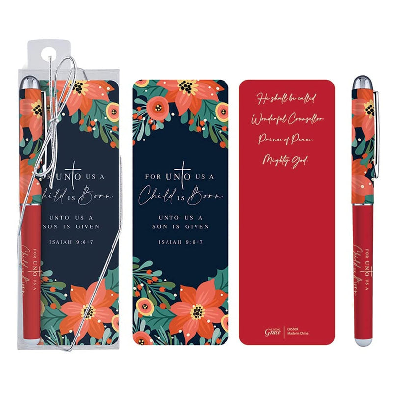 Living Grace for Unto Us a Child is Born Gift Pen with Bookmark - 12/pk