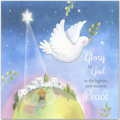 20 Christian Religious Christmas Bible Verse Cards of one design "Peace Dove" - 20 Christmas holiday cards with scripture - supporting missionary charity work