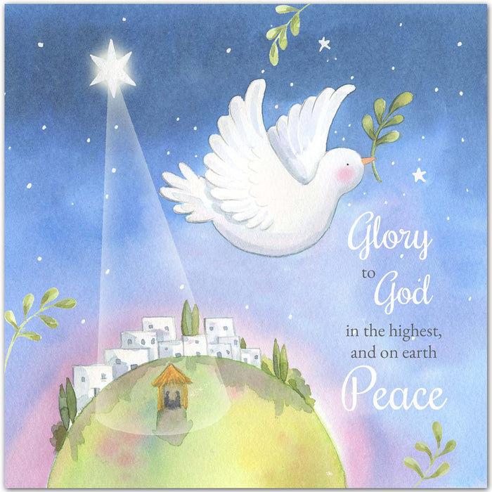 20 Christian Religious Christmas Bible Verse Cards of one design "Peace Dove" - 20 Christmas holiday cards with scripture - supporting missionary charity work