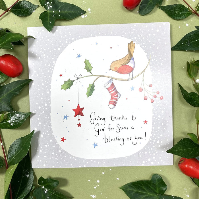 20 Christian Religious Christmas Bible Verse Cards of one design "Blessing" - 20 Christmas holiday cards with scripture - supporting missionary charity work