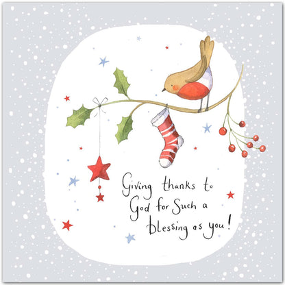 20 Christian Religious Christmas Bible Verse Cards of one design "Blessing" - 20 Christmas holiday cards with scripture - supporting missionary charity work