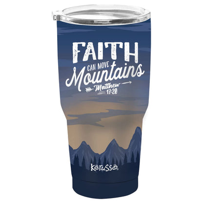 Faith Can Move Mountains Tumbler, Blue