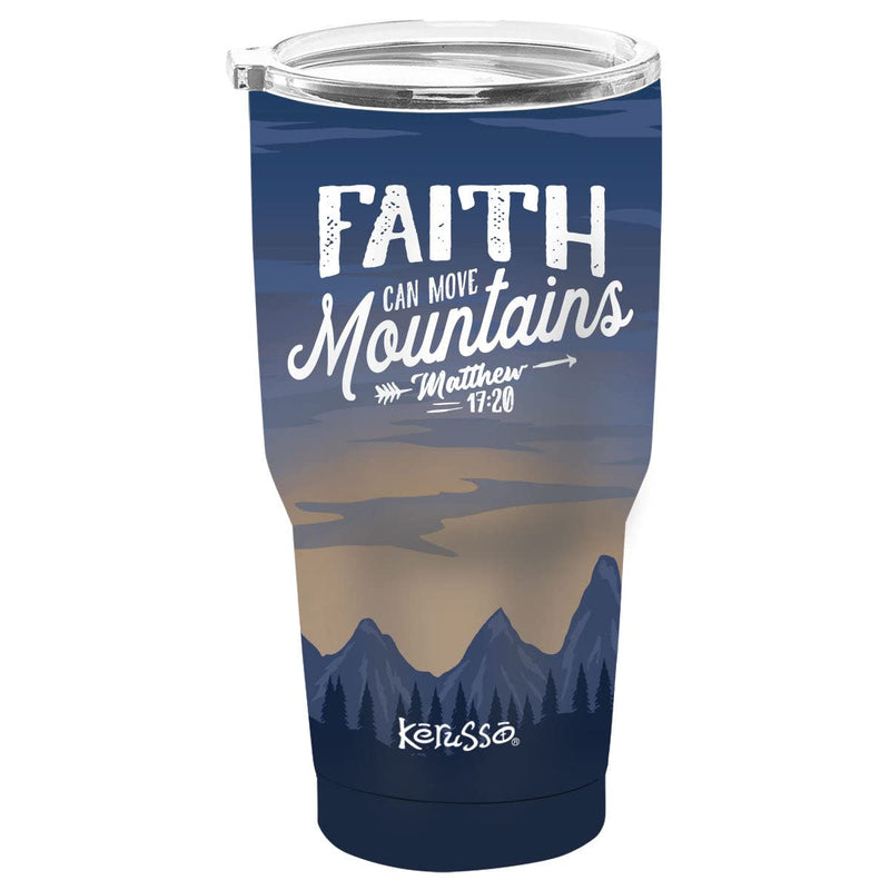 Faith Can Move Mountains Tumbler, Blue