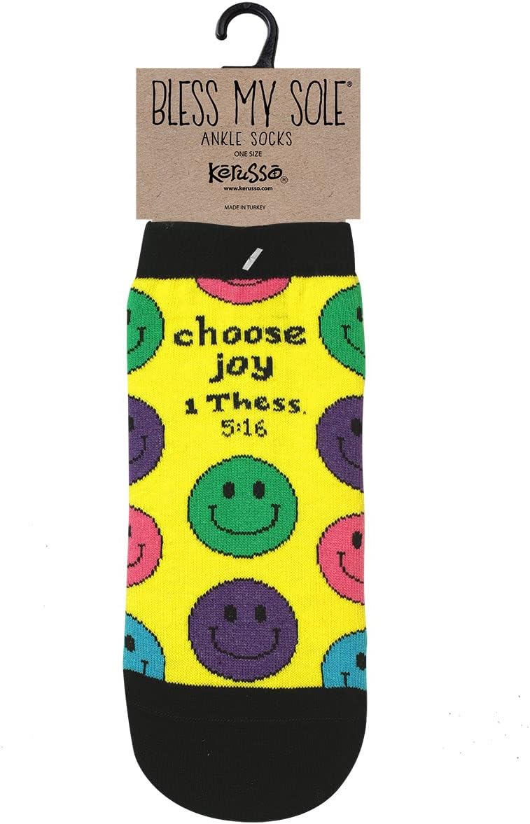 Kerusso Adult Ankle Socks - Choose Joy - Yellow - One Size Fits Most, Yellow, One Size