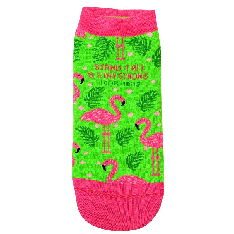 Kerusso Adult Ankle Socks - Flamingos - Green - One Size Fits Most, Green, One Size